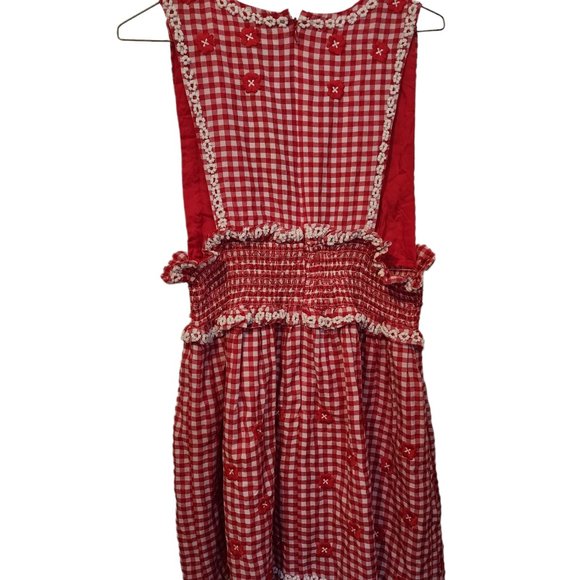 NWT X by NBD Florence Red & White Gingham Beaded Embroidered Mini Dress NWT - Picture 9 of 11